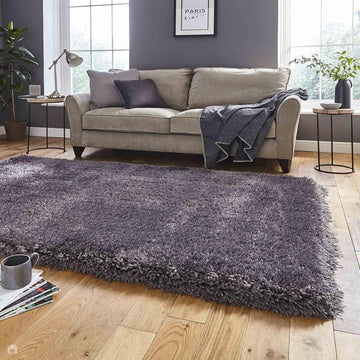 Montana Luxury Super Plush Heavyweight High-Density Hand-Woven Soft High-Pile Plain Polyester Tonal Textured Shimmer Shaggy Dark Grey Rug-Think Rugs-Rug Love - The Most Loved Rug Store